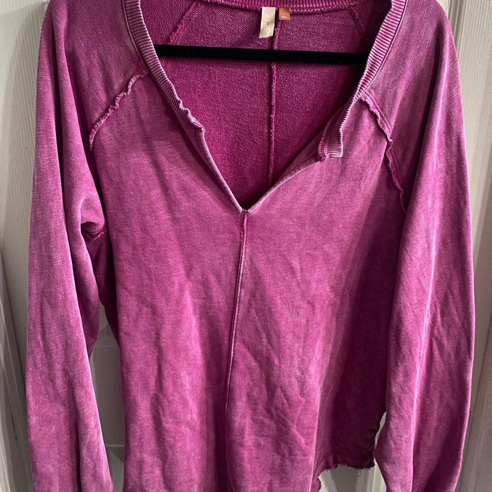 Pilcro by Anthropology Dusty Rose V-Neck Pullover Hoodie